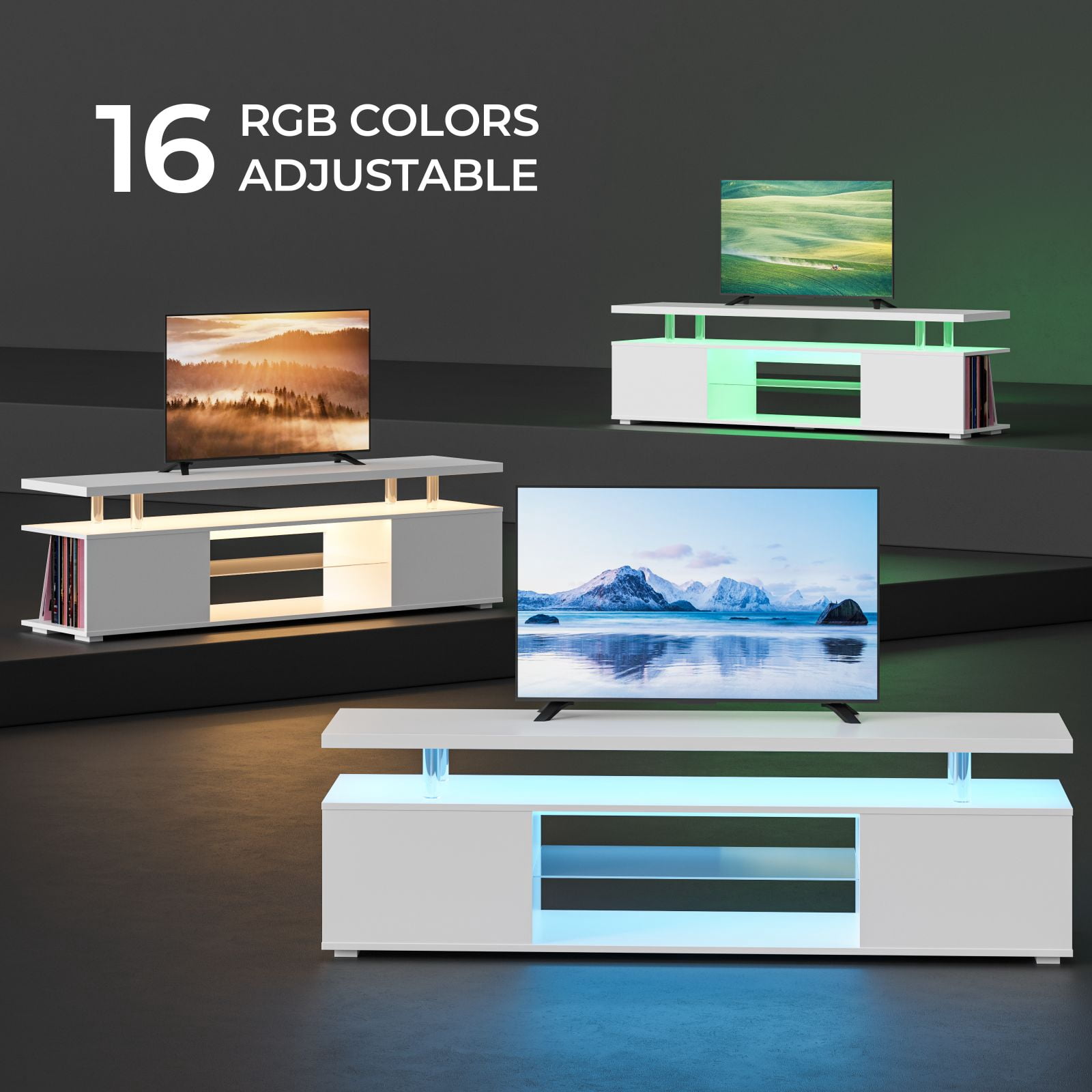 TV Stand Entertainment Center, Gaming Center for 50 55 60inch TV, TV Stand with Storage, TV Stands for Gaming Living Room