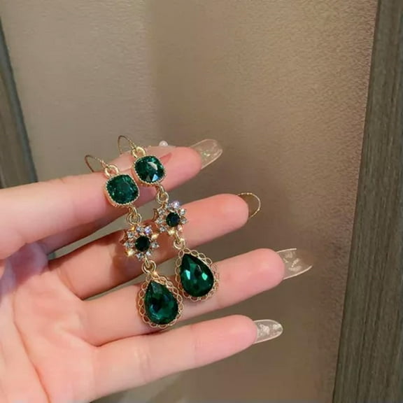 GKNET Luxury Gorgeous Gold Plated Zircon Long Earrings Dangle Women Wedding Jewelry-Zircon Earrings #44