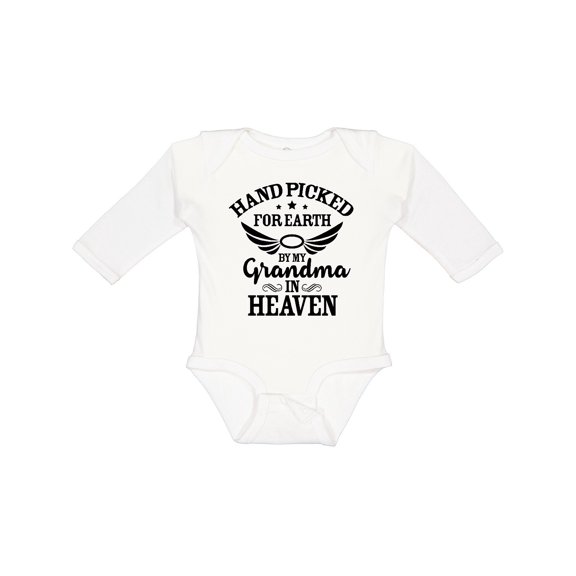 Inktastic Handpicked for Earth by My Grandma in Heaven Angel Wings Boys or Girls Long Sleeve Baby Bodysuit