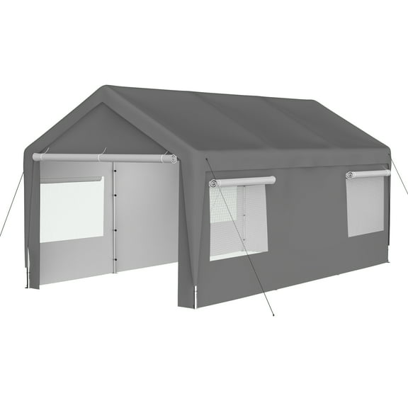 CoSoTower 10X20 FT Heavy Duty Boat Car Garage with Removable Sidewalls and Roll-Up Ventilated Windows