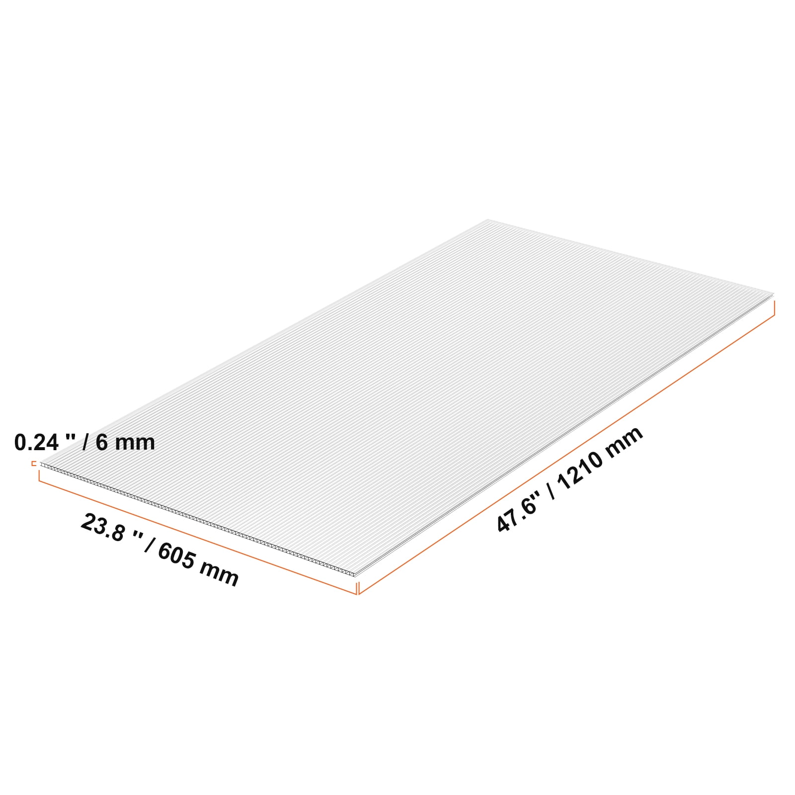 VEVOR 15 Pack Polycarbonate Greenhouse Panels, 2' X 4' X 0.24'' Roof Panels Sheets, Waterproof UV Protected Corrugated Plastic Roofing, Impact Resistance Clear Roofing Sheets for Greenhouse/Garden