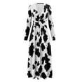 thumbnail image 5 of FKELYI Black Cow Print Fall Maxi Dress for Women Long Sleeve A-Line Flowy Dresses with Side Pockets V Neck Casual Dress for Spring Winter, L, 5 of 6