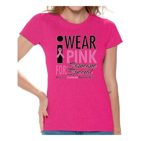 Awkward Styles Women's I Wear Pink for Someone Special Graphic T-shirt Tops Breast Cancer (Best Breast Cancer Awareness Campaigns)
