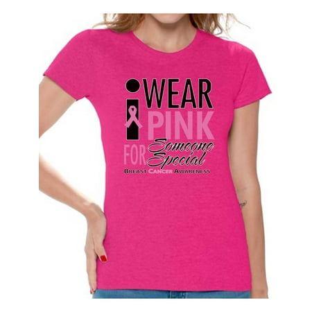 Awkward Styles Women's I Wear Pink for Someone Special Graphic T-shirt Tops Breast Cancer (Best Stones For Cancer)