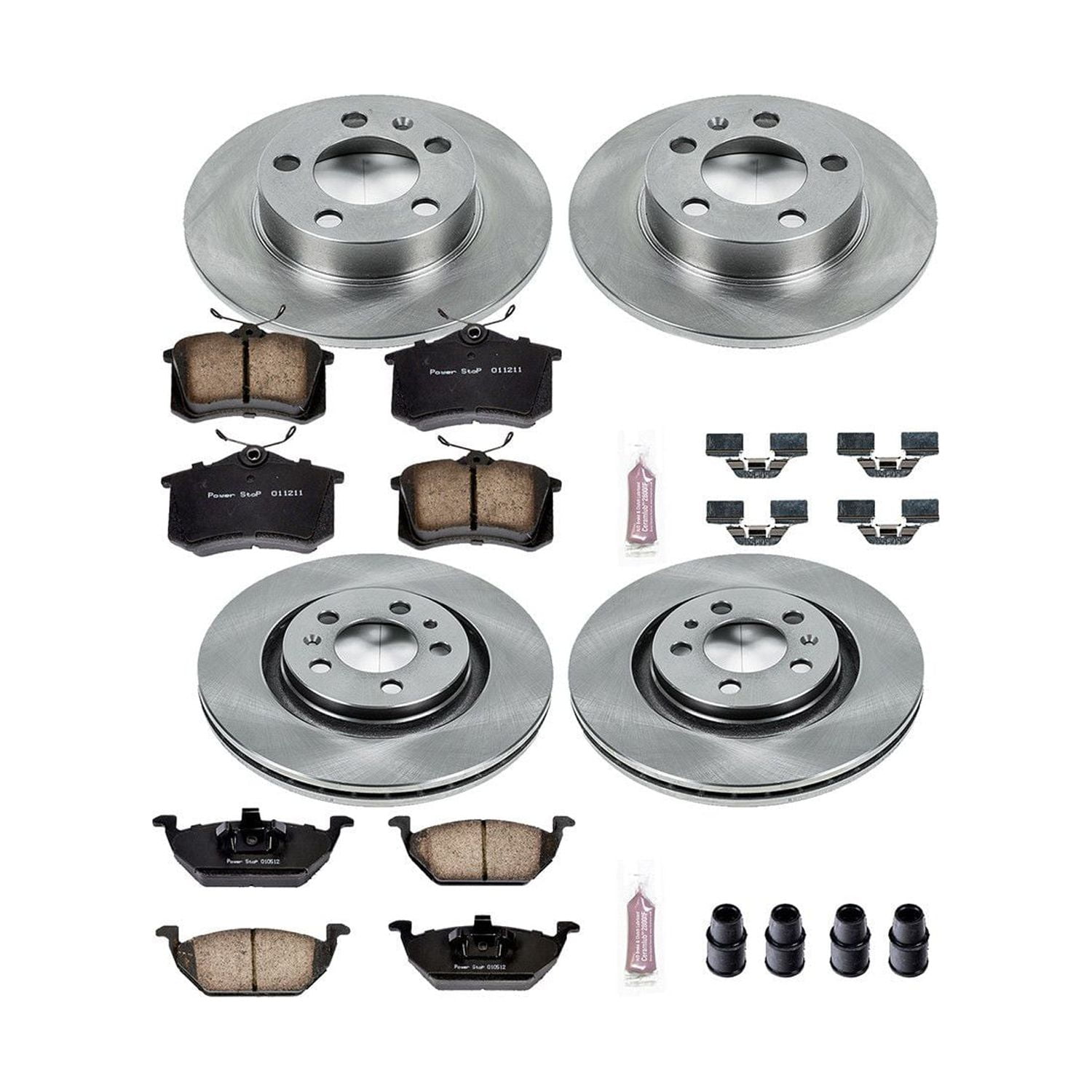 Power Stop Front and Rear Stock Replacement Brake Pad and Rotor Kit KOE5402 Fits 1999 Volkswagen Jetta