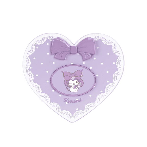Impressions Vanity Kuromi Lovely Ribbon LED Heart Shaped Compact Mirror with Kurumi Artwork