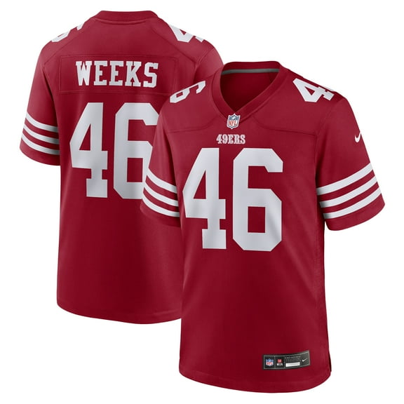 Men's Nike Jon Weeks Scarlet San Francisco 49ers Team Game Jersey