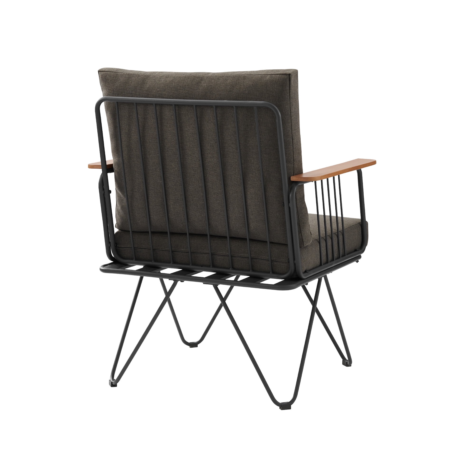 Manor Park Modern Hairpin Leg Metal and Wood Patio Chair, Clove Brown