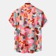 thumbnail image 2 of Camisas De Vestir Para Hombre Azul Camiseta de manga corta con estampado hawaiano informal a la moda de verano para hombre (Hot Pink, M), 2 of 7