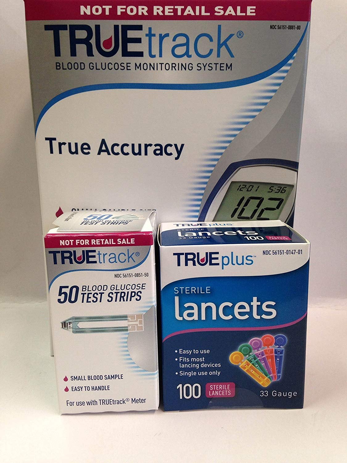 True Plus Sterile Lancets 33 Gauge, Universal Fit Curve Grip, 100ct, 3
