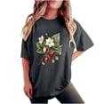 thumbnail image 2 of Summer Tops for Women LEBONYARD Womens Summer Tops Loose Fit,Tshirts for Women Round Neck,Women's Fashion Summer Round Neck Drop Sleeves Leisure Short Sleeve Fruit Printing Tops Dark Gray XL, 2 of 7