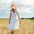 thumbnail image 3 of 56-58cm hat circumference female bow flat top straw hat summer flat edge sunscreen sun hat outdoor outing seaside beach hat - pink, 3 of 5