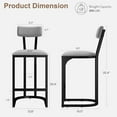 thumbnail image 2 of Bar Stools Set of 2, Modern Tall Barstools with Back for Kitchen Counter, Island Chairs for Dining Table, Counter Height Bar Stools, Metal Counter Stools, Dark Gray, 2 of 8