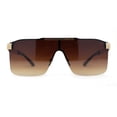 thumbnail image 2 of Elegant Rimless Flat Top Mobster Shield Racer Sunglasses Gold Brown, 2 of 4