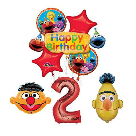 Sesame Street Bert and Ernie 2nd Birthday Party Supplies and Balloon Bouquet Decorations