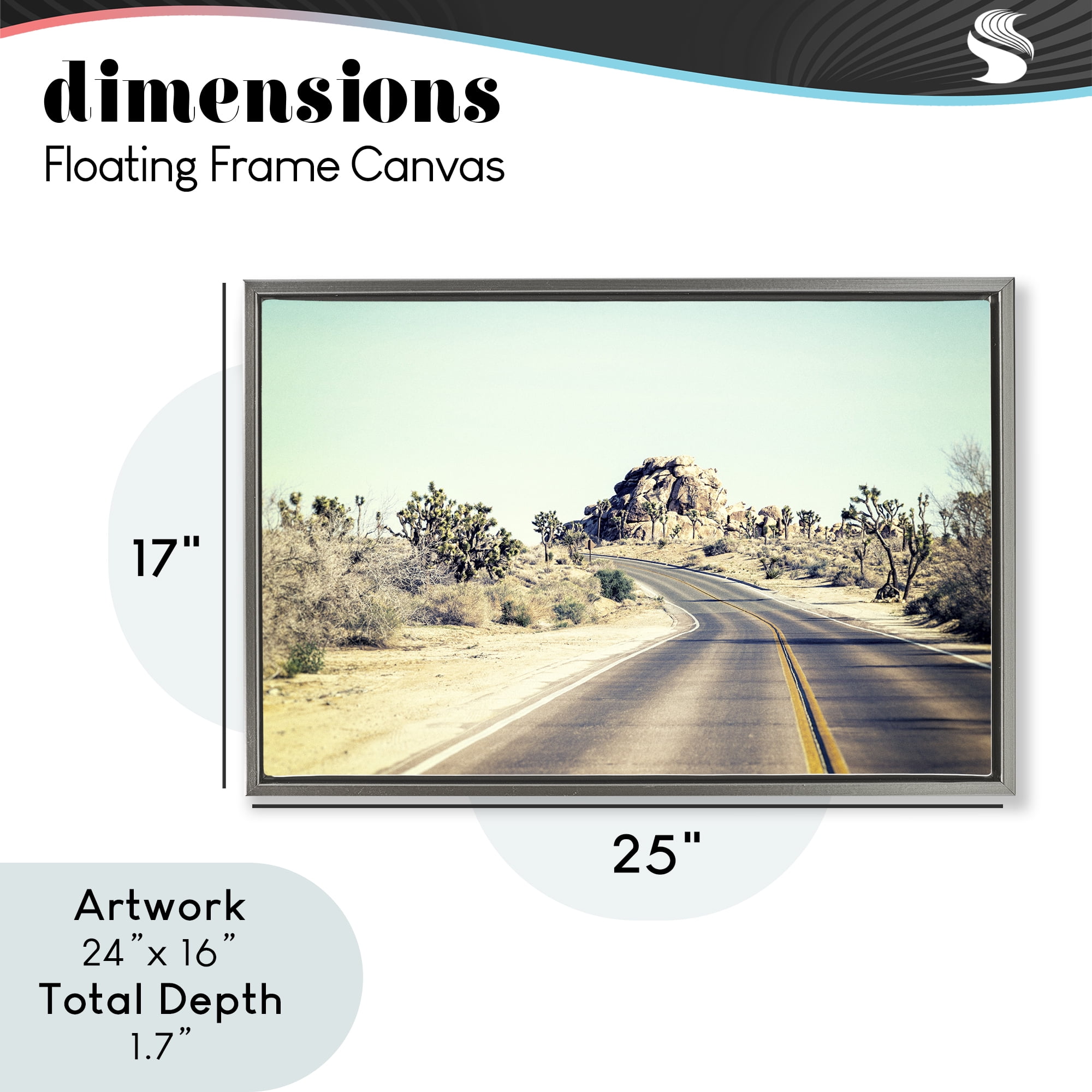 Road Trip Joshua Tree Park Gray Framed Floater Canvas Wall Art, design by Joseph S Giacalone