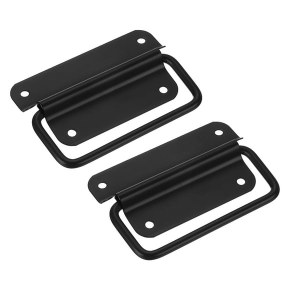 Mangos de cofre Uxcell, 2 piezas - Mango plegable de acero inoxidable, mangos para caja de madera, caja de herramientas, caja de equipo (negro)