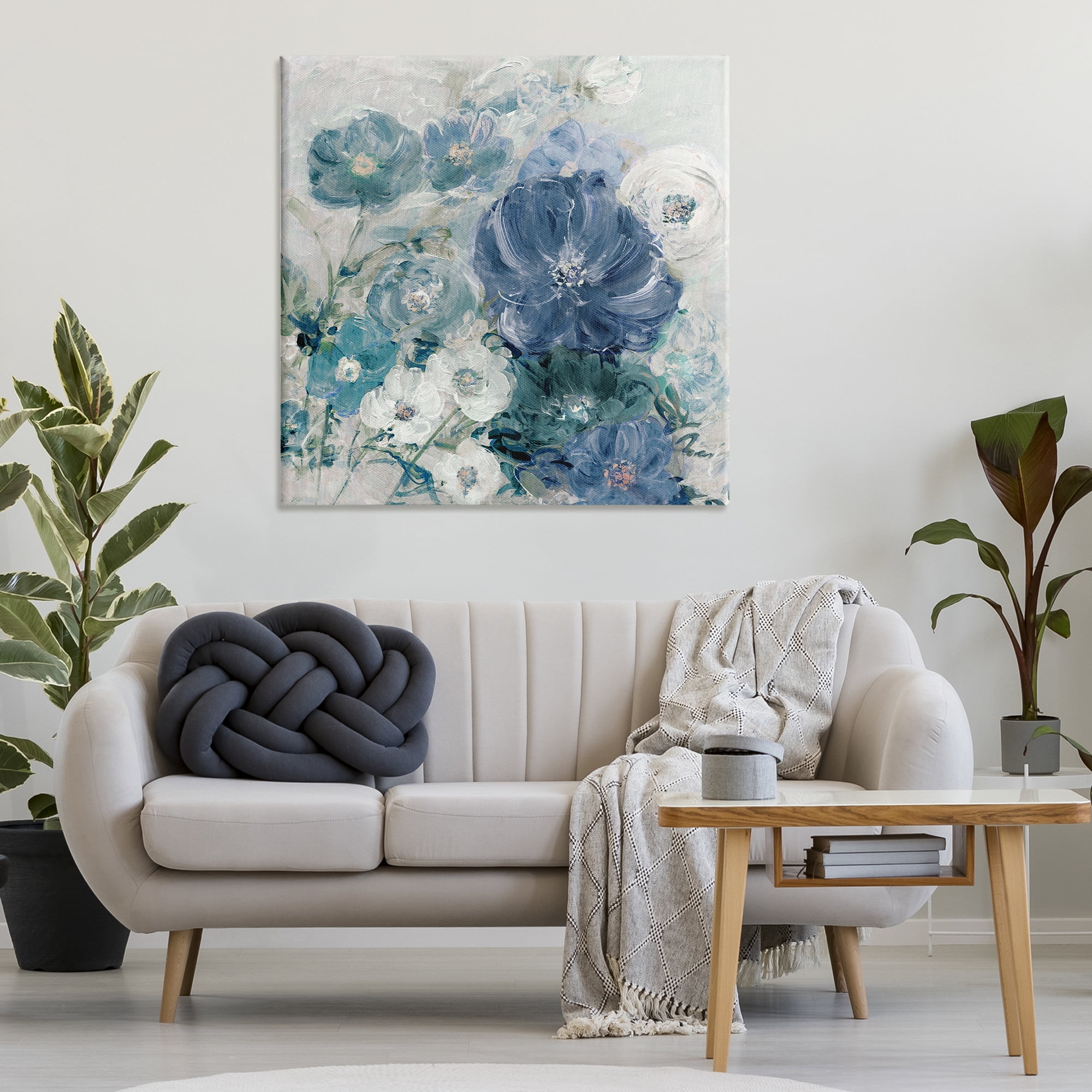 Stupell Industries Painterly Brushed Flowers Plants & Flowers Painting Wrapped Canvas Art Print Wall Art, 36 x 36