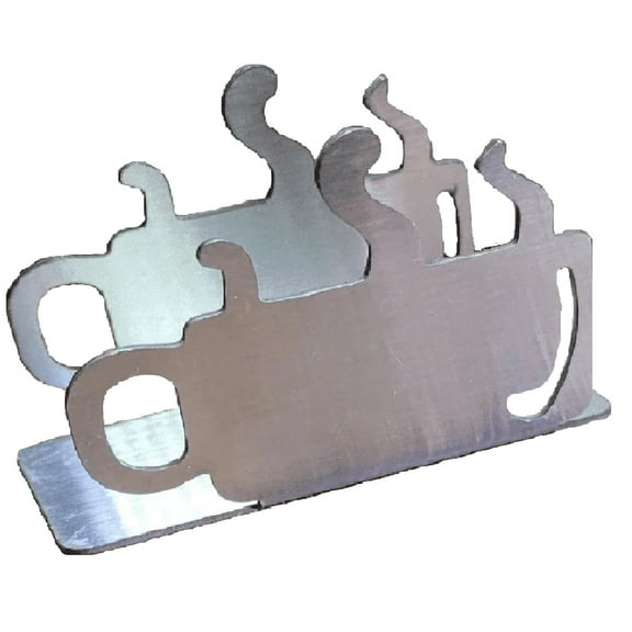 Rattleware Business Card Holder, Stainless Steel with Coffee Cup Design, Durable Desk Display Stand