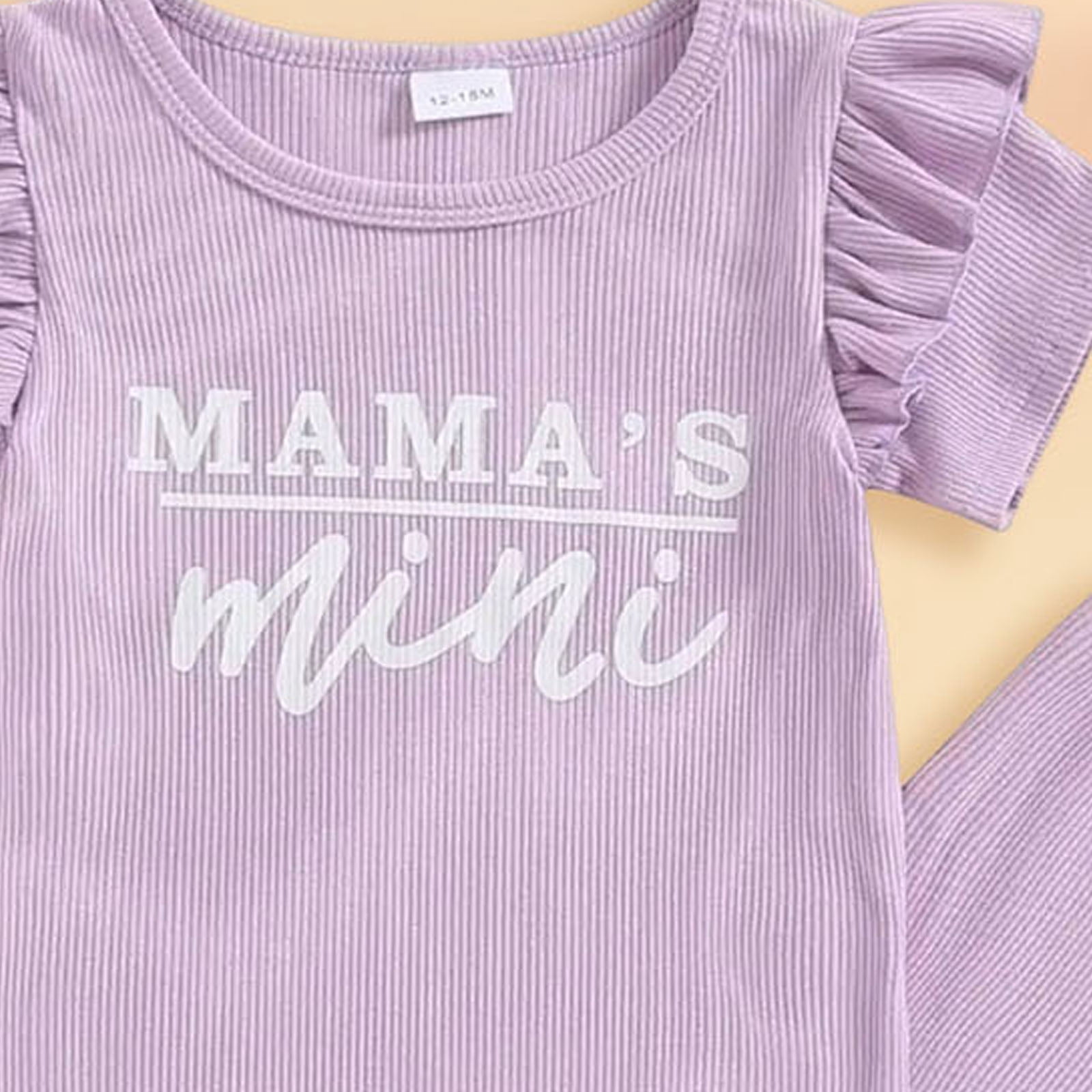 Faraee Baby Girl Clothes Summer Knit Ruffle Short Sleeve T-Shirt Tee Flare Pants Set 2Pcs Toddler Bell-Bottoms Outfits 12 18 24 Months 2t 3t 4t 5t Purple
