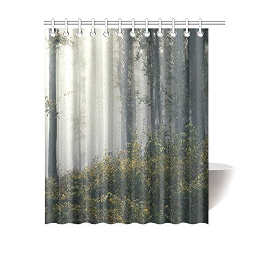 Mypop In Morning Mist Foggy Blurry Home, Woodsy Shower Curtain
