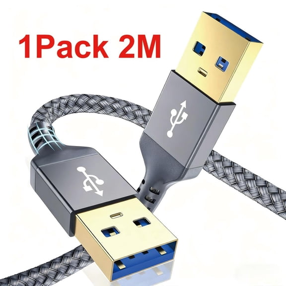 USB 3.0 A to A Male Cable 6Ft, USB Male to Male Cable Double End USB Cord Compatible with Hard Drive Enclosures, DVD Player, Laptop -Silver