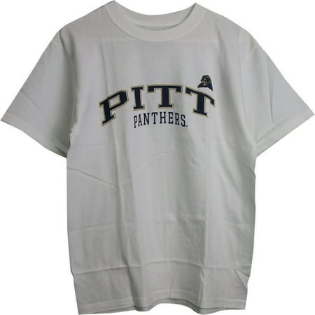 Pitt Panthers Sports - Pittsburgh Pitt Panthers Arch Name Logo Adult White T-Shirt (X-Large)