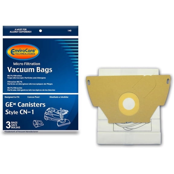 GE Canister Style CN-1 Vacuum Cleaner Bags, EnviroCare Replacement Brand