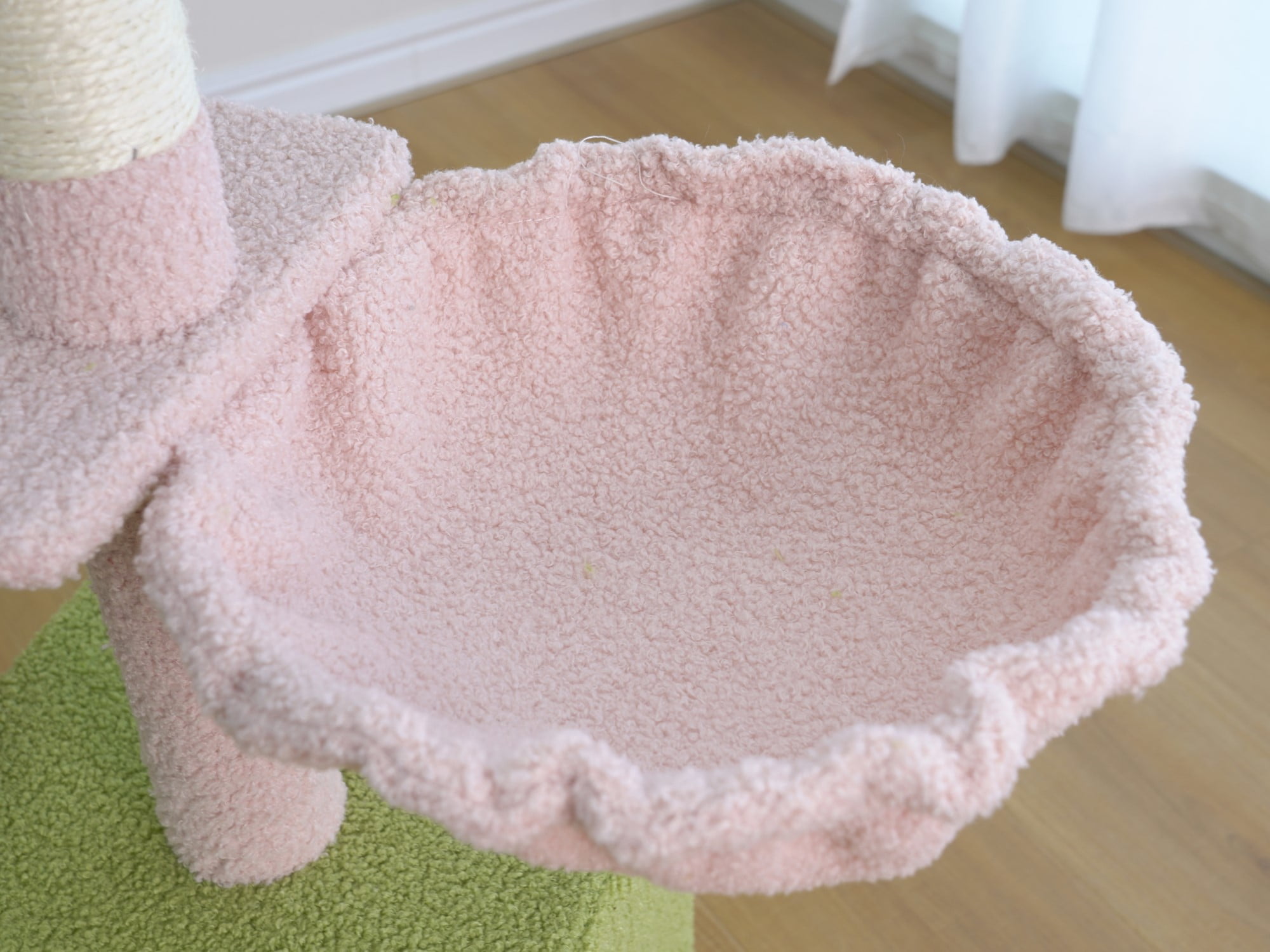 Vibrant Life Medium 4-Level 35" Flower Cat Tree with Condo and Hammock, Pink and Green