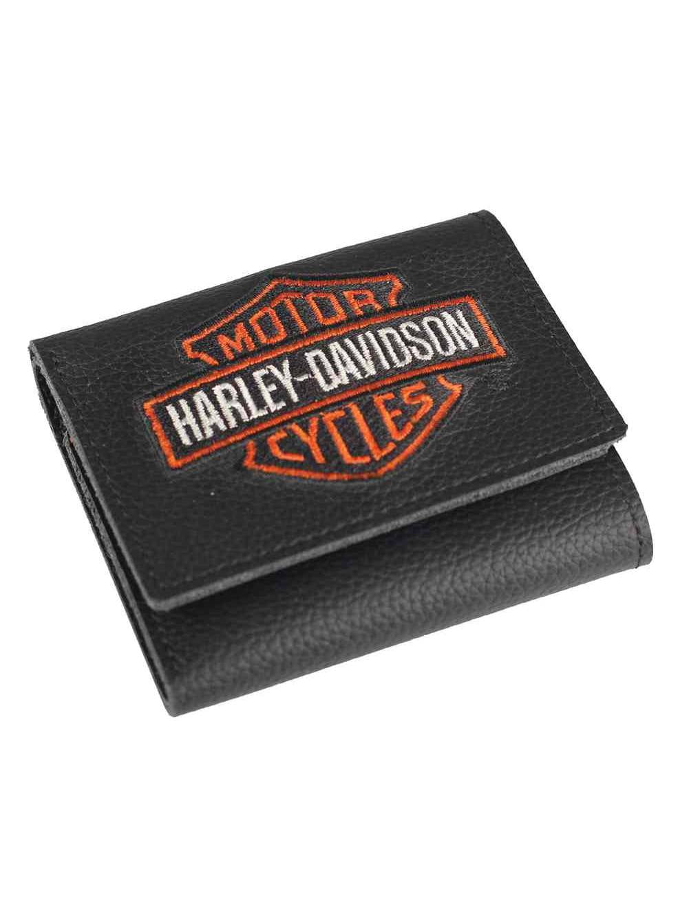 Harley-Davidson Men's Embossed B&S Logo Leather Billfold Wallet XML3554-BLACK 