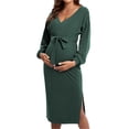 thumbnail image 3 of Ecavus Maternity Dress Slit Maxi Long Batwing Sleeves Breastfeeding Nursing Dress for Baby Shower Photoshoot Winter, 3 of 6
