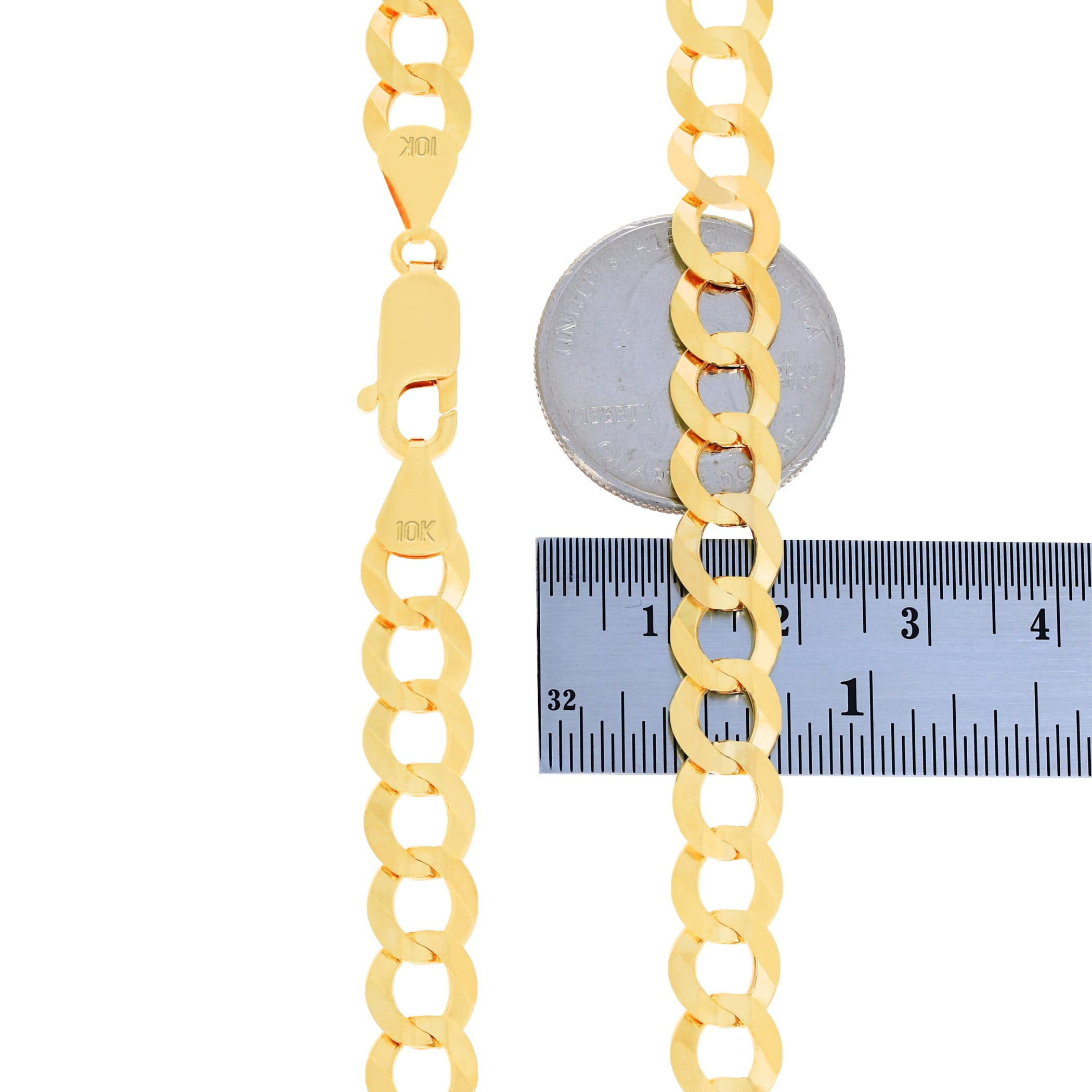 Nuragold 10k Real Yellow Gold Solid Cuban Curb Link 8mm Chain Bracelet (7"-9") Italian Jewelry for Men