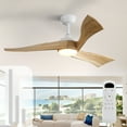 thumbnail image 3 of Sofucor 52 Inch Ceiling Fan with Light and Remote, Modern 3 Solid Wood Blades Ceiling Fan, 6 Speeds 5500CFM, Dimmable 3-Color LED with Memory, Timer & Quiet & Reversible DC Motor, ETL, Nature Wood, 3 of 12