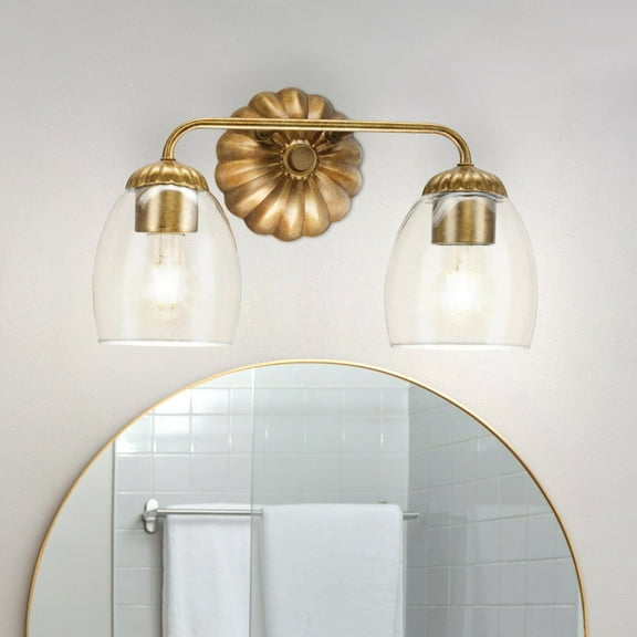 Luxury French Country Bath Light, Small Size: 8.5''H x 6.625''W, with Cottagecore Style Elements, Gold Ombre Finish, UHP5063 from the Darmstadt Collection by Urban Ambiance