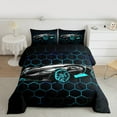 thumbnail image 3 of Manfei Extreme Sports Game Bedding Comforter Set,Speed Race Car Twin Comforter Sets,Blue Hockeycomb Hexagon Bedding Set For Boys Kids,Microfiber Bedroom Decor Reversible,2pcs, 3 of 9