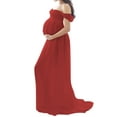 thumbnail image 4 of Julyccc Robe Maxi de Maternité à Épaules Dénudées avec Fente avant pour Séance Photo, 4 of 4