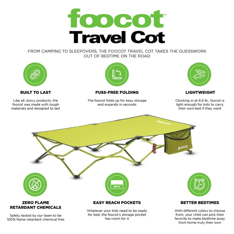 joovy Foocot Travel Child and Toddler Camping Cot Greenie