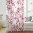 thumbnail image 5 of Spring Peach Flowers Sheer Curtains 63 Inches Long, Pink Botanical Floral Leaves Branch Light Filering Curtains, Breathable Simi Curtain Privacy Drapes for Living Room Bedroom Window Treatment, 5 of 9