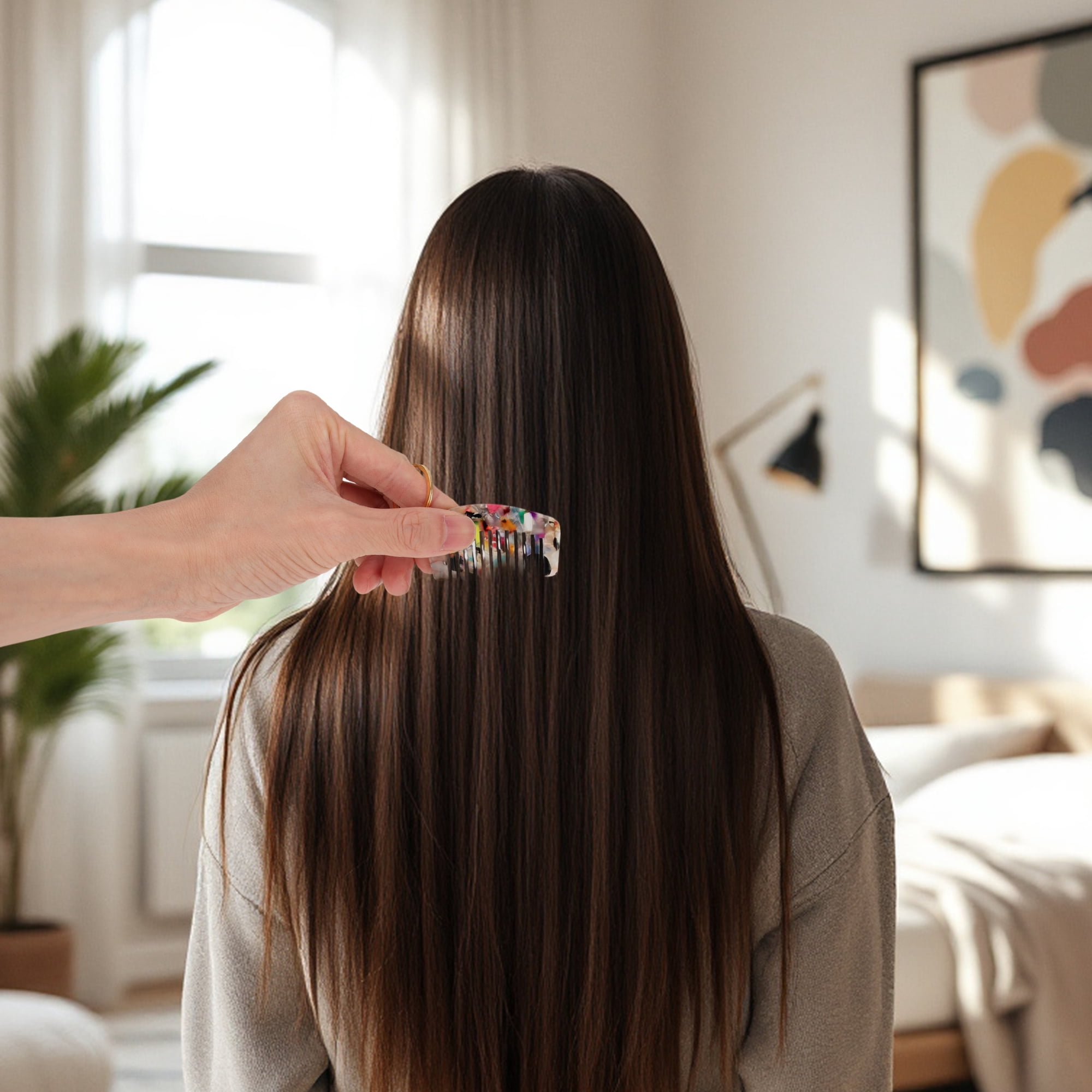 Unique Bargains 1 Pc Portable Mini Keychain Hair Comb for All Hair Types Styles Multicolor
