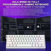 Aula WIN60 HE 60% Mechanical Keyboard Wired, Hall Effect Gaming Keyboard Magnetic Switch Hot Swappable, Adjustable Actuation Rapid Trigger Mode 8000Hz Polling Rate, RGB Keyboard 60 Percent Design
