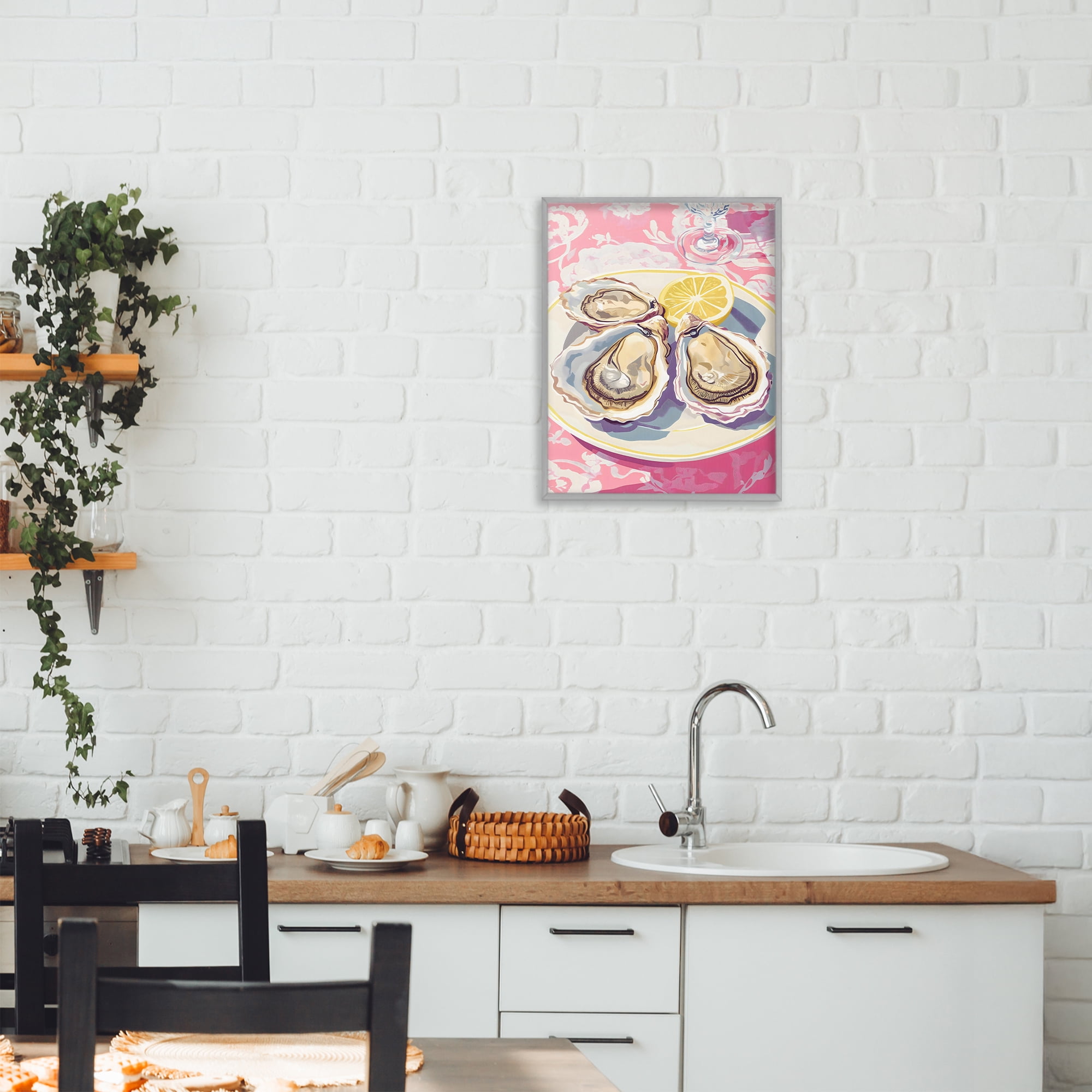 Stupell Industries Plated Oysters & Lemons Gray Framed Giclee Art, design by The Prints Vibe