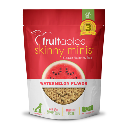 UPC: 0895352002600 | Fruitables Skinny Mini Dry Dog Treats – Watermelon – Dry Biscuit – 5oz
