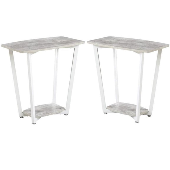 Home Square Graystone End Table in Gray and White Wood Finish - Set of 2