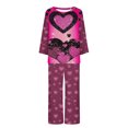 thumbnail image 3 of CZHJS Valentine's Day Womens Pajamas for Women Set Long Sleeve Festival Party Holiday Loungewear Matching Outfits Pj Sets Plus Size Pajama Wide Leg Pants and Scoop Neck Shirts Sets&nbsp; 2 Piece, 3 of 3