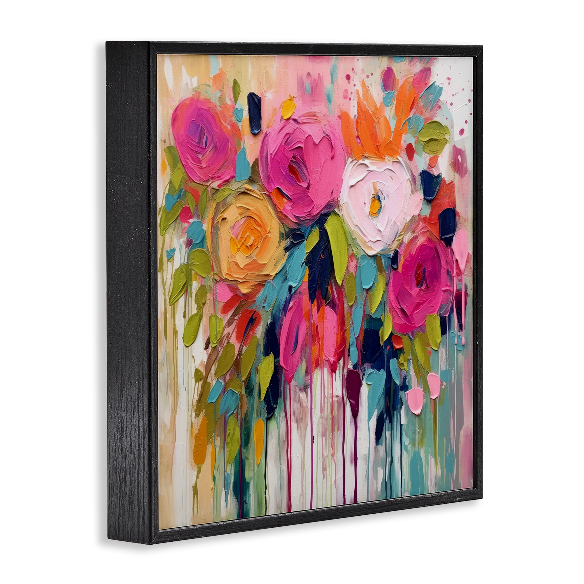 Stupell Industries Urban Paint Bouquet Botanical & Floral Painting Black Framed Art Print Wall Art, 17 x 17