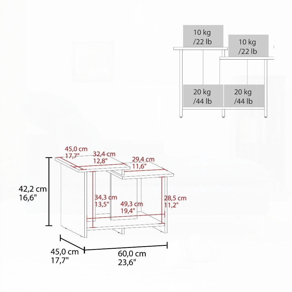 Modern 16" H Coffee Table, Practical Dimensions, Enhances Living Room Style