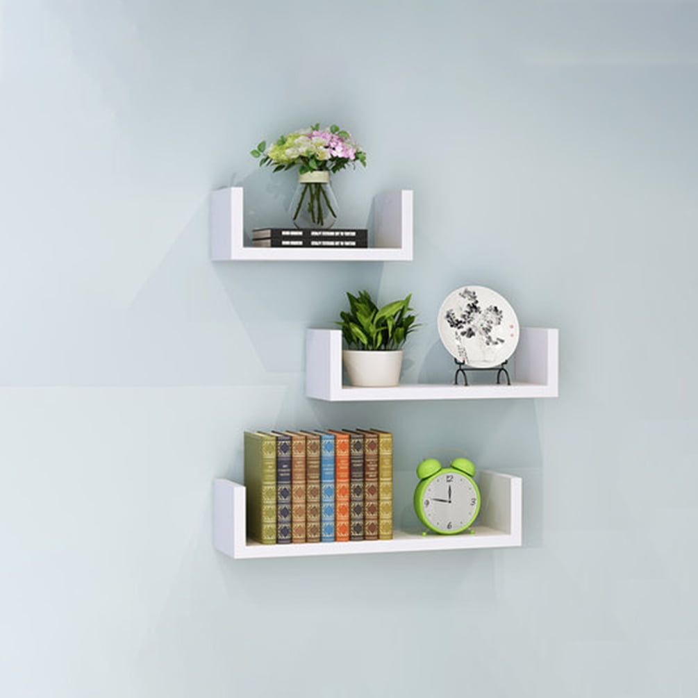 Durable 3Pcs  Floating Wall Shelves Bookshelf Display Wall Shelf Storage Rack 