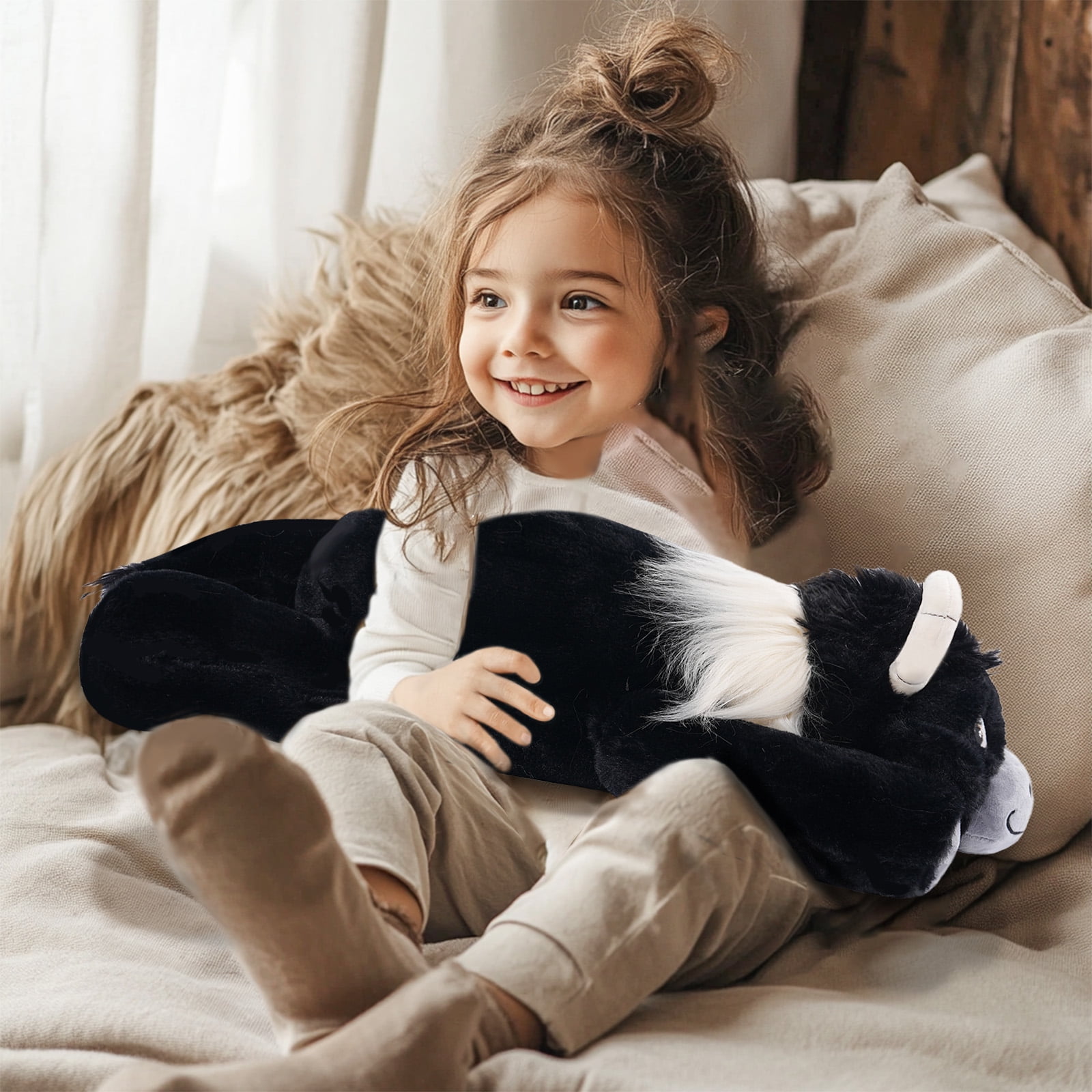 Niuniu Daddy Weighted Highland Cow Stuffed Animals- 20" Giant Weighted Plush Pillow , 3.3-Pound Large Plushie Body Pillow with Soft Faux Fur, Gift for Kids & Adults, Holiday Gifts