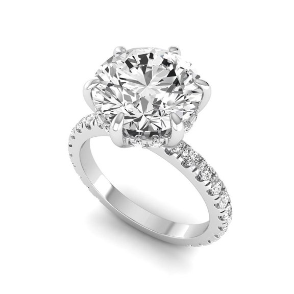4.50 Ct Lab Grown Diamond Engagement Ring for Women – IGI Certified F Color VVS2 Clarity Round Cut Hidden Halo 14K White Gold Engagement Ring 7 US