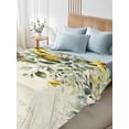 thumbnail image 4 of King Size Flat Sheet Only, Green Eucalyptus Leaves Soft Brushed Microfiber Bed Sheets, Retro Rustic Botanical Floral Hotel Quality Breathable Bedding Top Sheet, Easy Care, 90"x102", 4 of 9